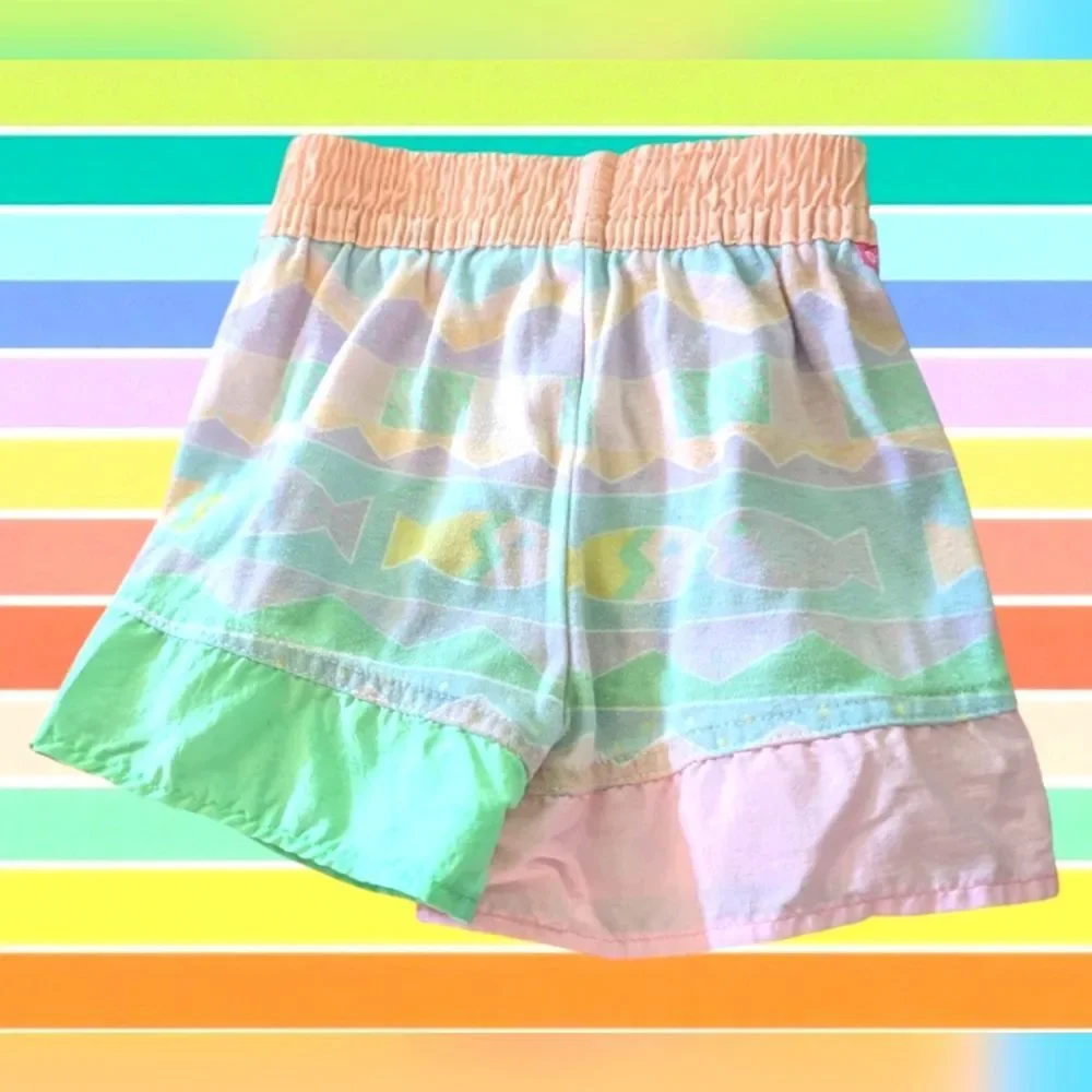 Oshkosh B'Gosh Rare Vintage Pastel Florescent Fish  Geometric‎ Print Shorts
